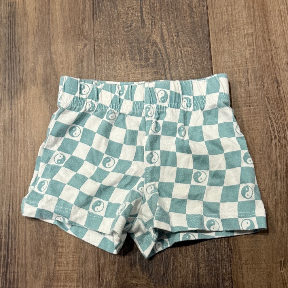 Baby Turquoise Checkered Shorts